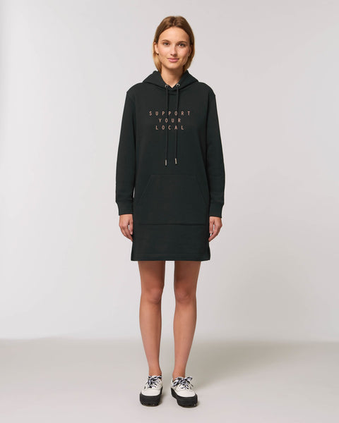 SUPPORT YOUR LOCAL hooded dress (rose gold print)